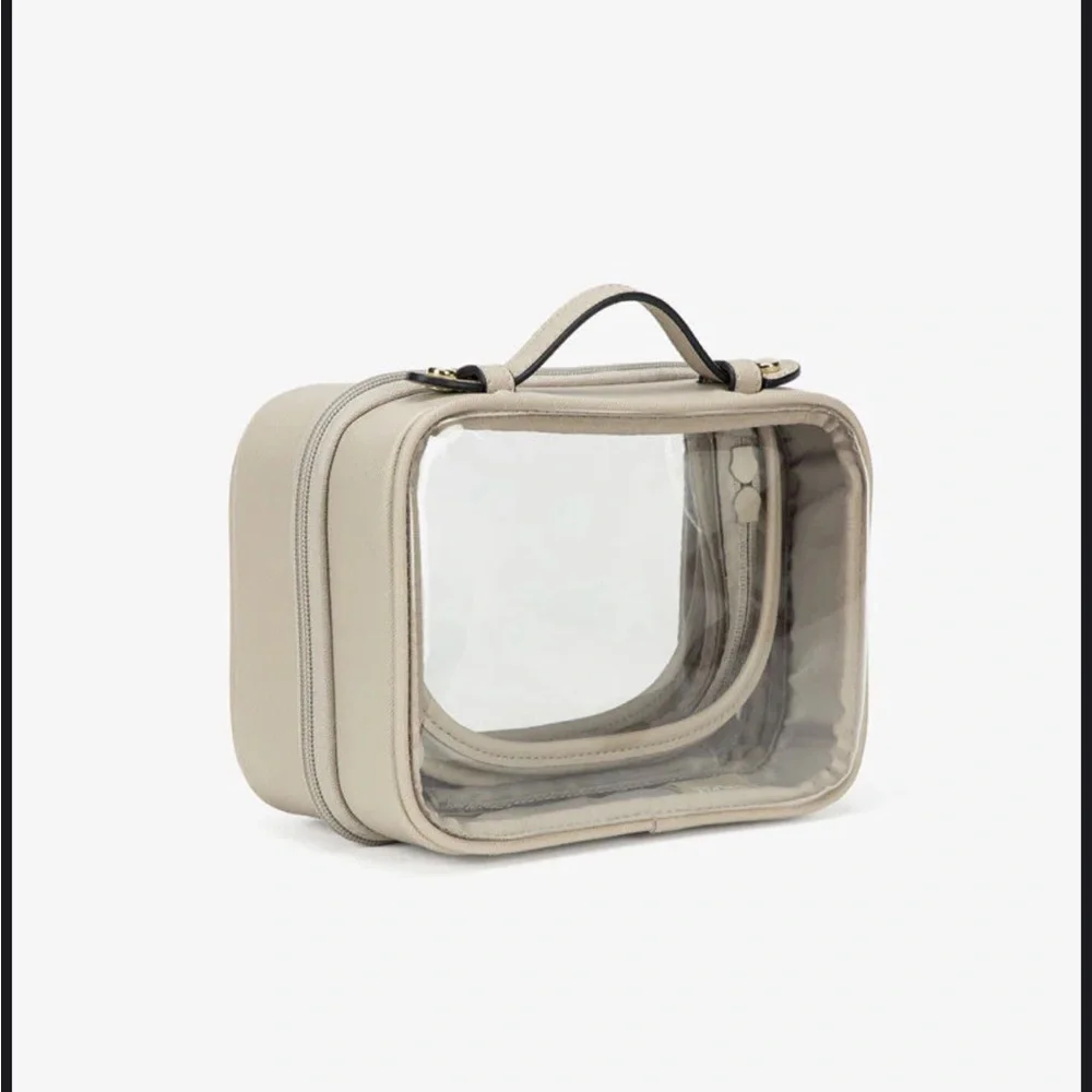 Small Clear Cosmetics Case in Stone